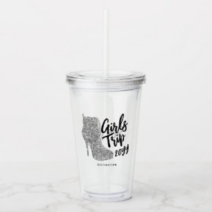Vaso Acrílico Botas plateadas de espejo disco para chicas person