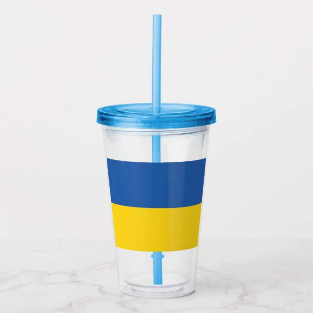 Vaso Acrílico Botón Bandera de Ucrania (Anverso)