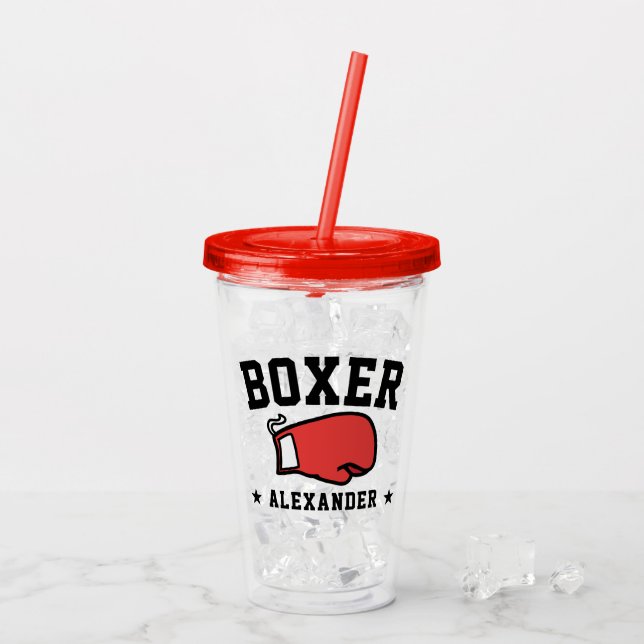 Vaso Acrílico Boxeador Boxeo Personalizado (Reverso (hielo))
