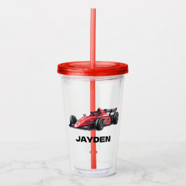 Vaso Acrílico Boys Red Racing Car Personalised