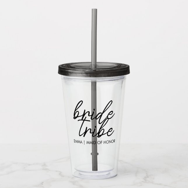 Vaso Acrílico Bride Tribe | Compañeras de Novia Modernas Persona (Anverso)