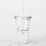 Vaso Acrílico Bridesmaid | Bachelorette de escritura Minimalista<br><div class="desc">Este diseño personalizado de Bridesmaid presenta una tipografía manuscrita. Puede personalizar fácilmente el nombre y el título o agregar su mensaje personalizado. ¡El accesorio perfecto y elegante para una dama de honor o una soltera!</div>