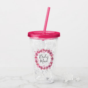 Vaso Acrílico Bridesmaid con flores de cerezo rosa