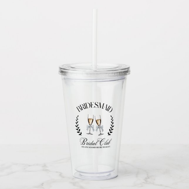 Vaso Acrílico Bridesmaid | Coquette Pink Bow Bachelorette (Anverso)