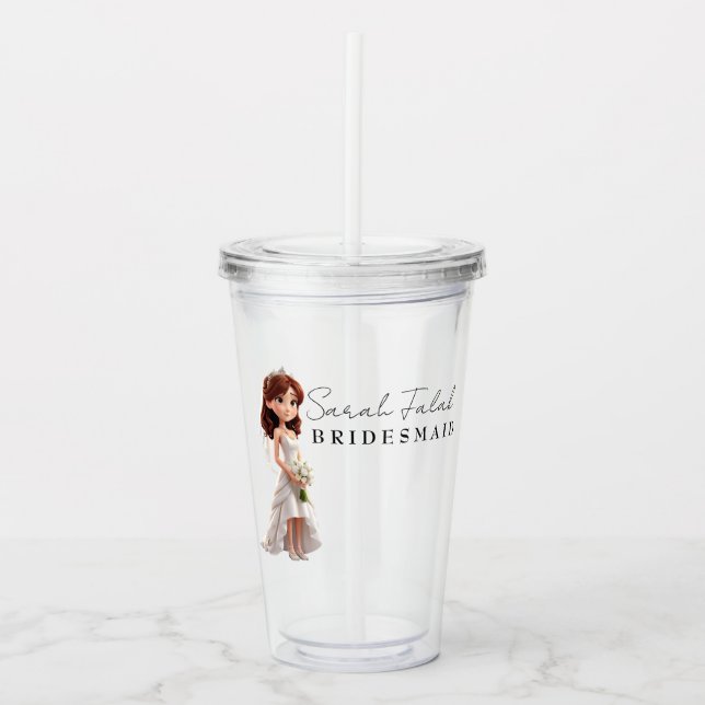 Vaso Acrílico Bridesmaid | Novia Personalizado con escritura (Anverso)