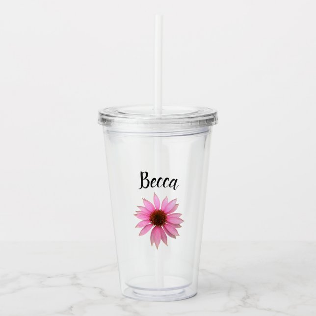 Vaso Acrílico Bright Purple Coneflower Personalized (Anverso)