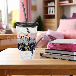 Vaso Acrílico Brillo y mármol personalizados  