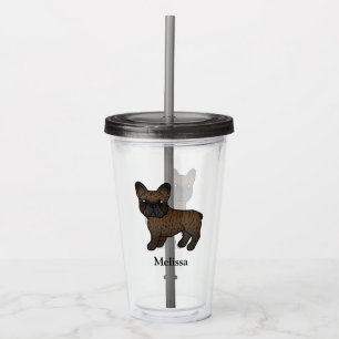 Vaso Acrílico Brindle French Bulldog Perro de Dibujos Animados L