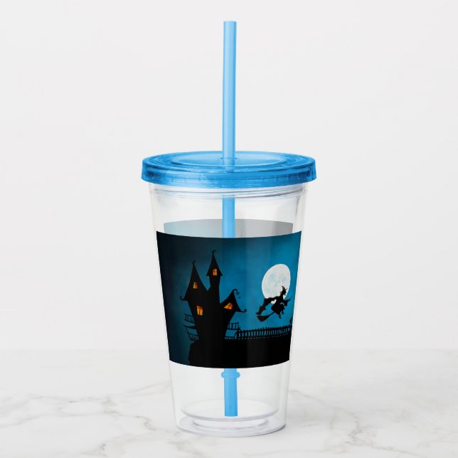 Vaso Acrílico Bruja voladora (Anverso)