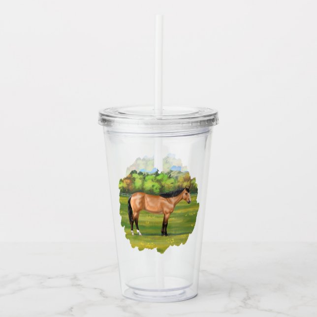 Vaso Acrílico Buckskin Dun Quarter Horse (Anverso)