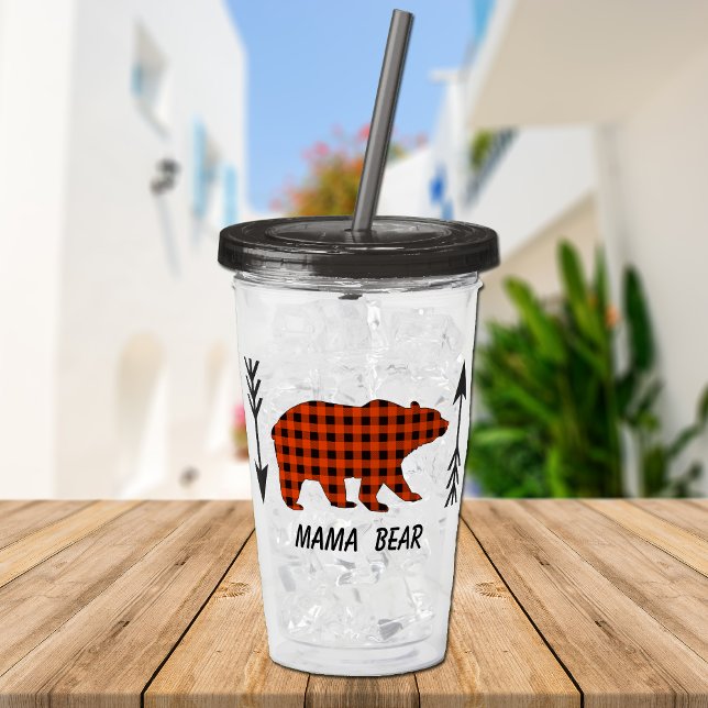 Vaso Acrílico Buffalo Plaid Mama Bear (Subido por el creador)