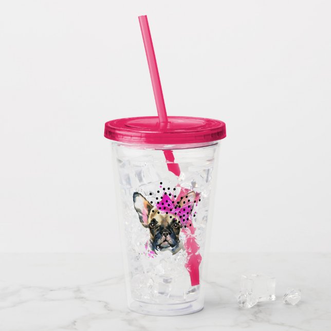 Vaso Acrílico Bulldog del francés de Cutie (Anverso (hielo))