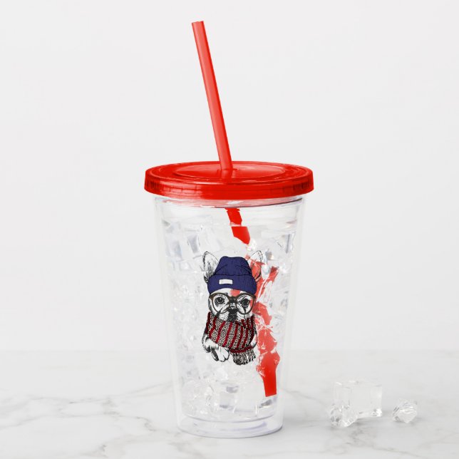 Vaso Acrílico Bulldog del francés del inconformista (Anverso (hielo))
