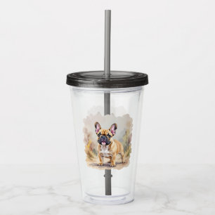 Vaso Acrílico Bulldog Francés Canela Marrón Claro-Perro Frenchie