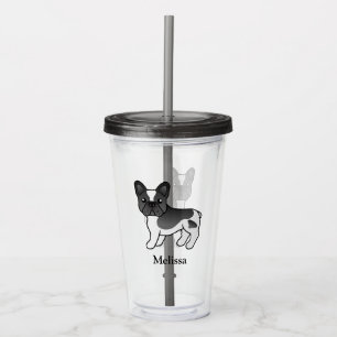 Vaso Acrílico Bulldog Francés de Manchas Negras Perro de Dibujos