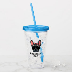 Vaso Acrílico Bulldog francés Frenchie Dog Dad Blue y Tan