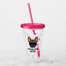 Vaso Acrílico Bulldog francés Frenchie Dog Mom Blue y Tan