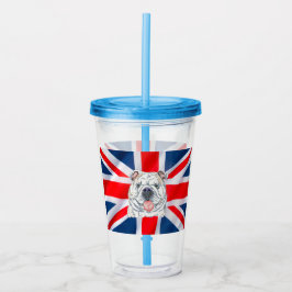Vaso Acrílico Bulldog inglés Arte original con bandera británica