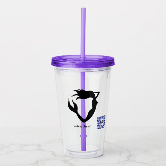 Vaso Acrílico Burbujas Viajan Sirena Acrílico Tumbler (Anverso)