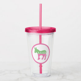 Vaso Acrílico Burro Demócrata Rosa Pastel y Verde