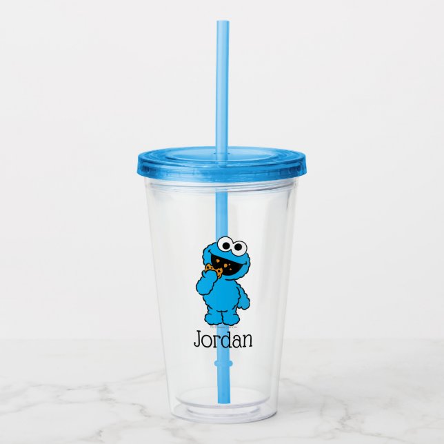 Vaso Acrílico C es para Cookie Monster | Añadir su nombre (Anverso)