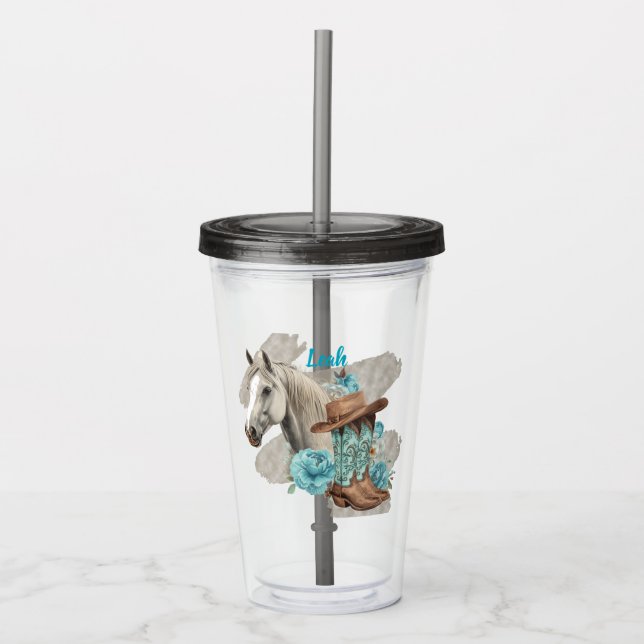 Vaso Acrílico Caballo Occidental  (Anverso)