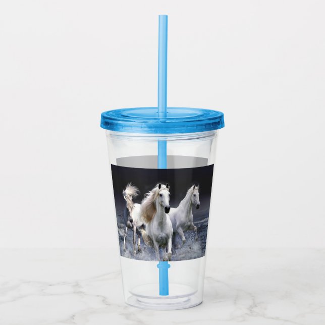 Vaso Acrílico Caballos corriendo lanzando almohada (Anverso)
