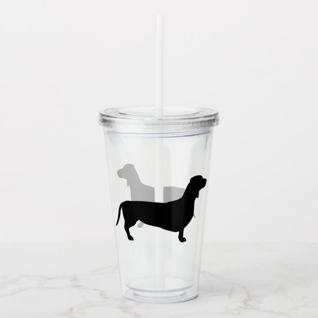 Vaso Acrílico Cabello corto de Dachshund - Silhouette 1 (Anverso)