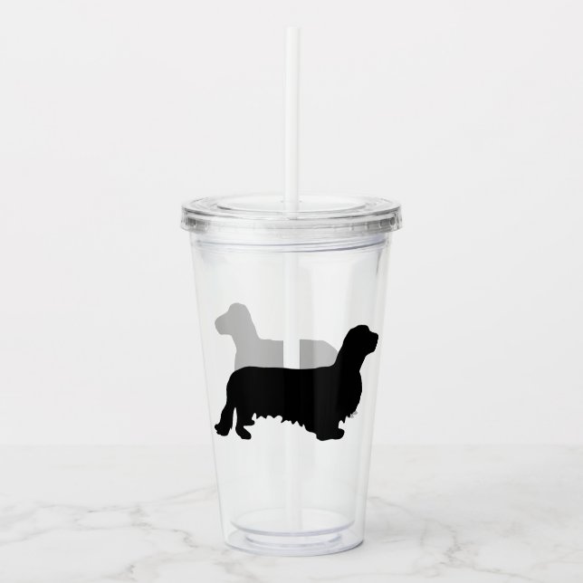 Vaso Acrílico Cabello largo de Dachshund - Silhouette 1 (Anverso)