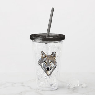 Vaso Acrílico Cabeza de animal salvaje lobo