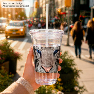 Vaso Acrílico Cabeza de Tigre Blanco Estética de Vida Silvestre
