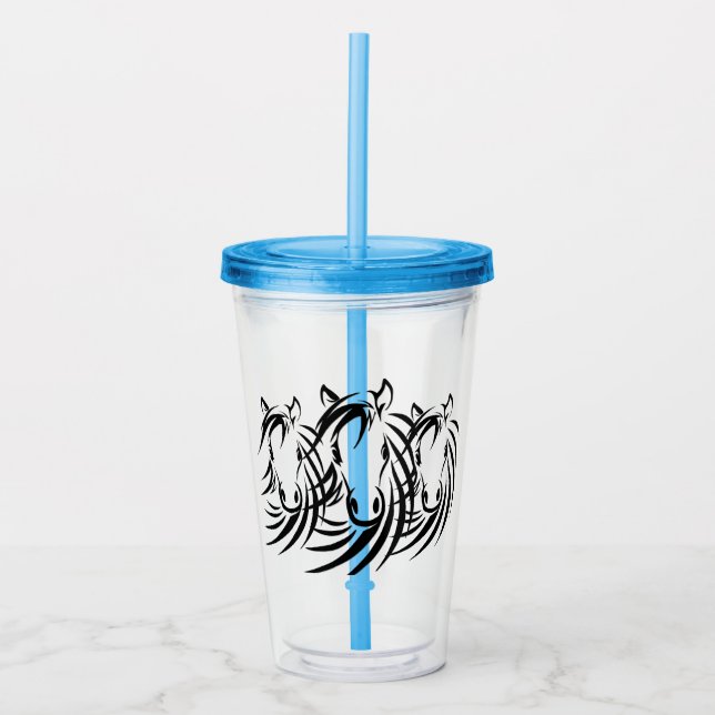 Vaso Acrílico Cabezas de caballo negro (Anverso)
