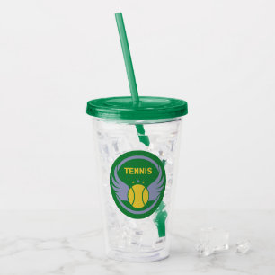 Vaso Acrílico Cabina de tenis de nombre y texto personalizada co