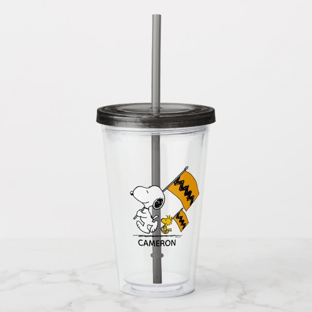 Vaso Acrílico Cacahuetes | Banderas Snoopy & Woodstock (Anverso)