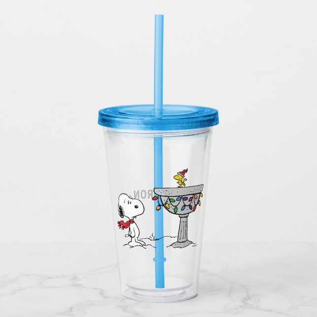 Vaso Acrílico Cacahuetes | Baño de aves congelado Snoopy & Woods (Anverso)