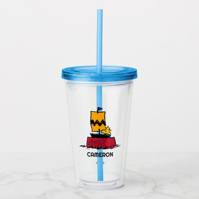 Vaso Acrílico Cacahuetes | Barco de vela de Woodstock Snoopy Dis (Anverso)