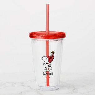 Vaso Acrílico Cacahuetes   Capa de Beanie de Invierno Snoopy