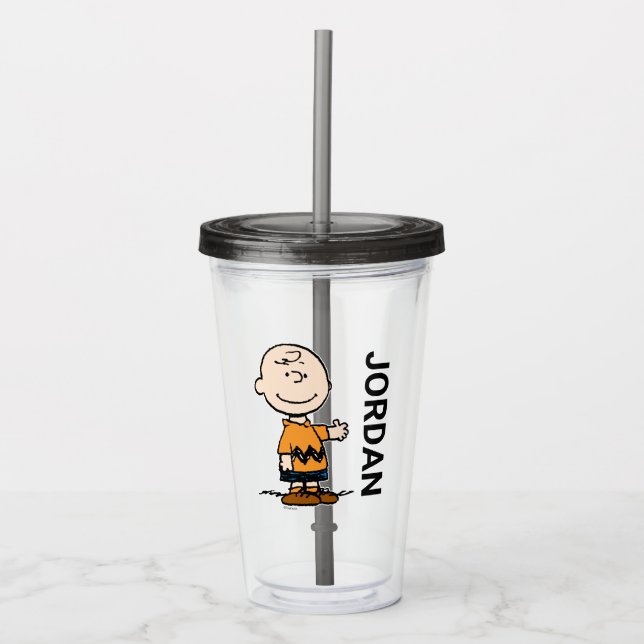 Vaso Acrílico Cacahuetes | Charlie Brown Añadir tu nombre (Anverso)