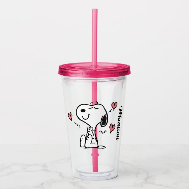 Vaso Acrílico Cacahuetes | Corazones Snoopy (Anverso)