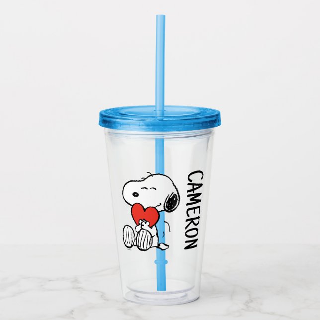 Vaso Acrílico Cacahuetes | EL DÍA DE SAN VALENTÍN | Snoopy Heart (Anverso)