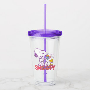 Vaso Acrílico Cacahuetes   Flores Snoopy & Woodstock