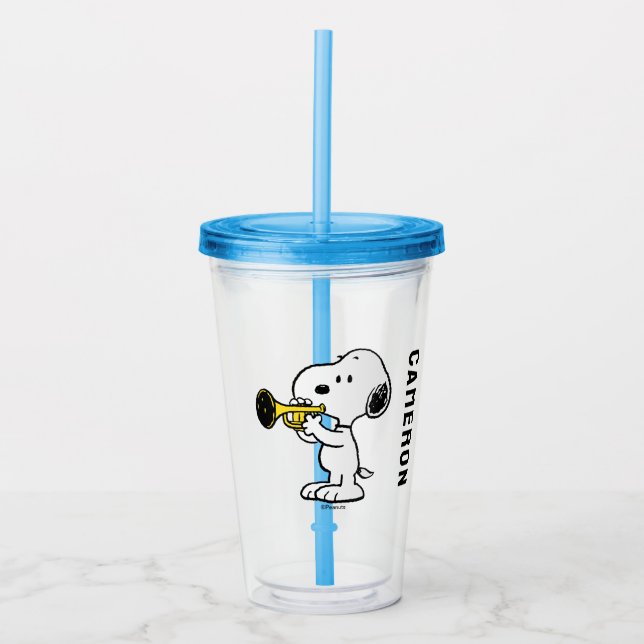 Vaso Acrílico Cacahuetes | Jugador de trompeta Snoopy (Anverso)