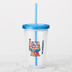 Vaso Acrílico Cacahuetes Pintura arcoiris de Snoopy y Woodstoc