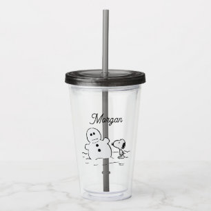 Vaso Acrílico Cacahuetes Snoopy Construye Un Hombre De Nieve