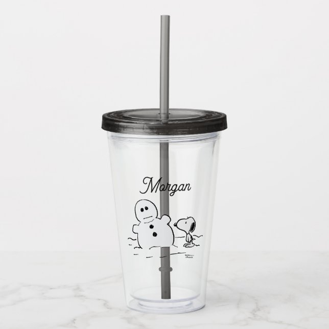 Vaso Acrílico Cacahuetes | Snoopy Construye Un Hombre De Nieve | (Anverso)