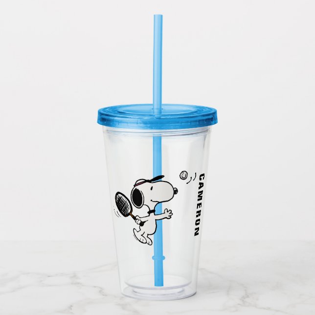 Vaso Acrílico Cacahuetes | Snoopy Juega Al Tenis (Anverso)