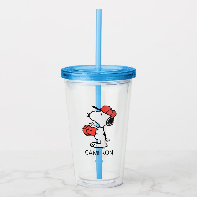 Vaso Acrílico Cacahuetes | Snoopy Making the Catch (Anverso)