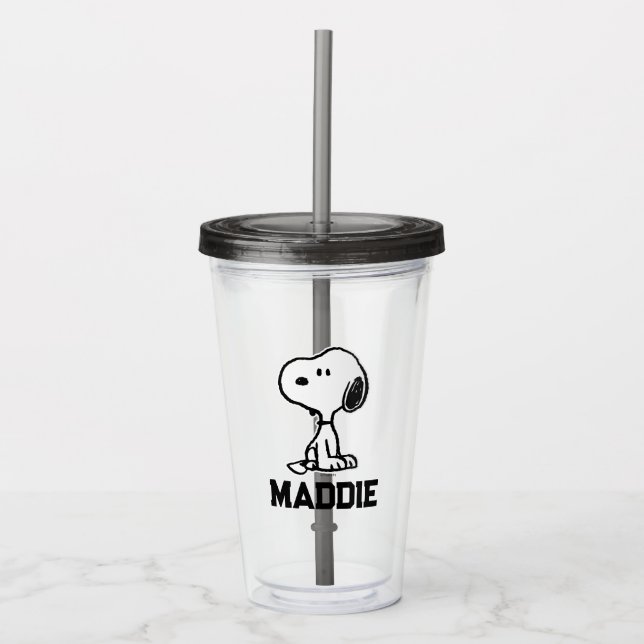 Vaso Acrílico Cacahuetes | Snoopy Turns | Añadir su nombre (Anverso)