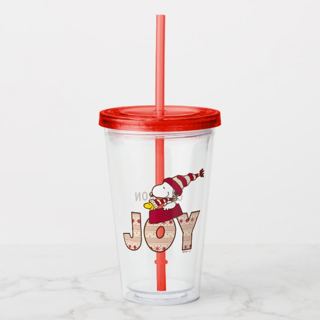 Vaso Acrílico Cacahuetes | Snoopy & Woodstock Joy Sled Ride (Anverso)