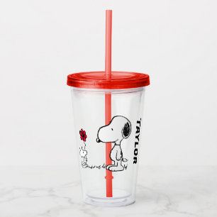 Vaso Acrílico Cacahuetes   Snoopy & Woodstock Rojo y Negro